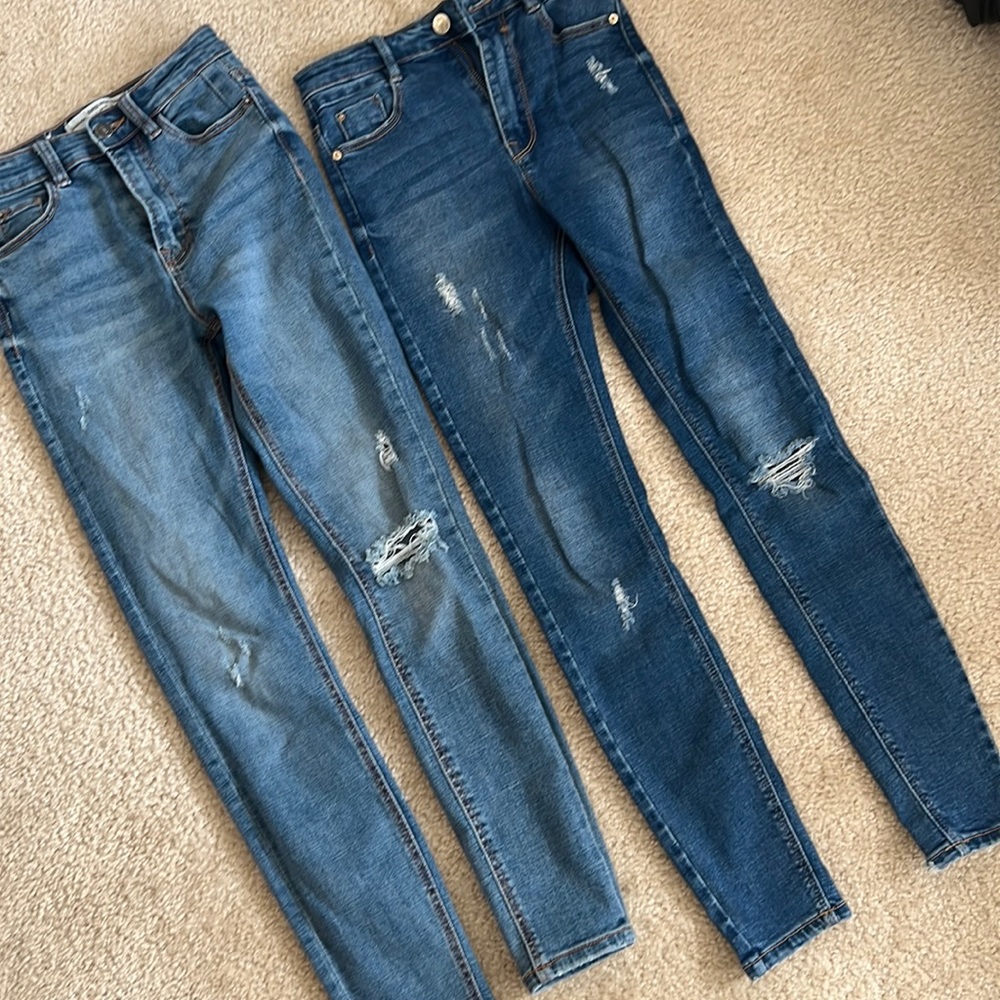 Two skinny jeans high waist